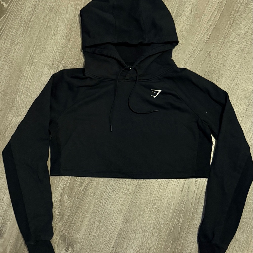 Gym shark cropped pullover Hoodie black small